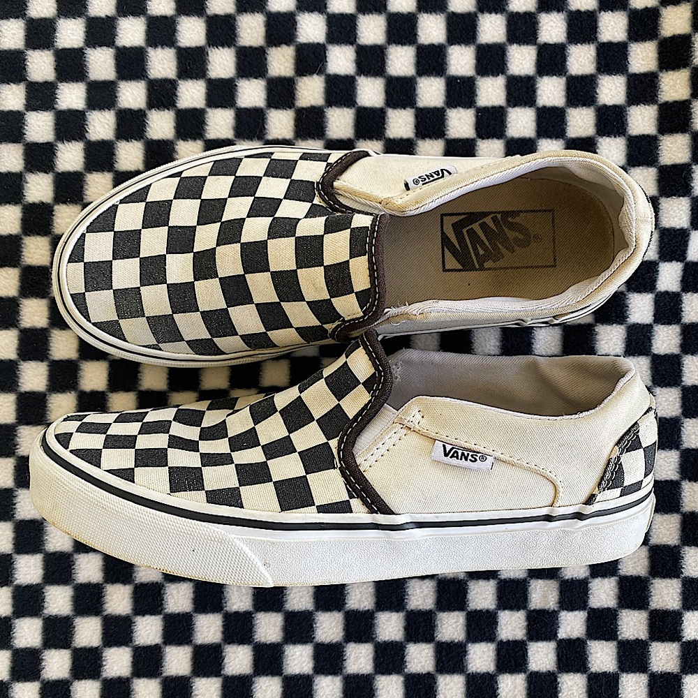 VANS CHECKERBOARD SLIP ON SNEAKERS